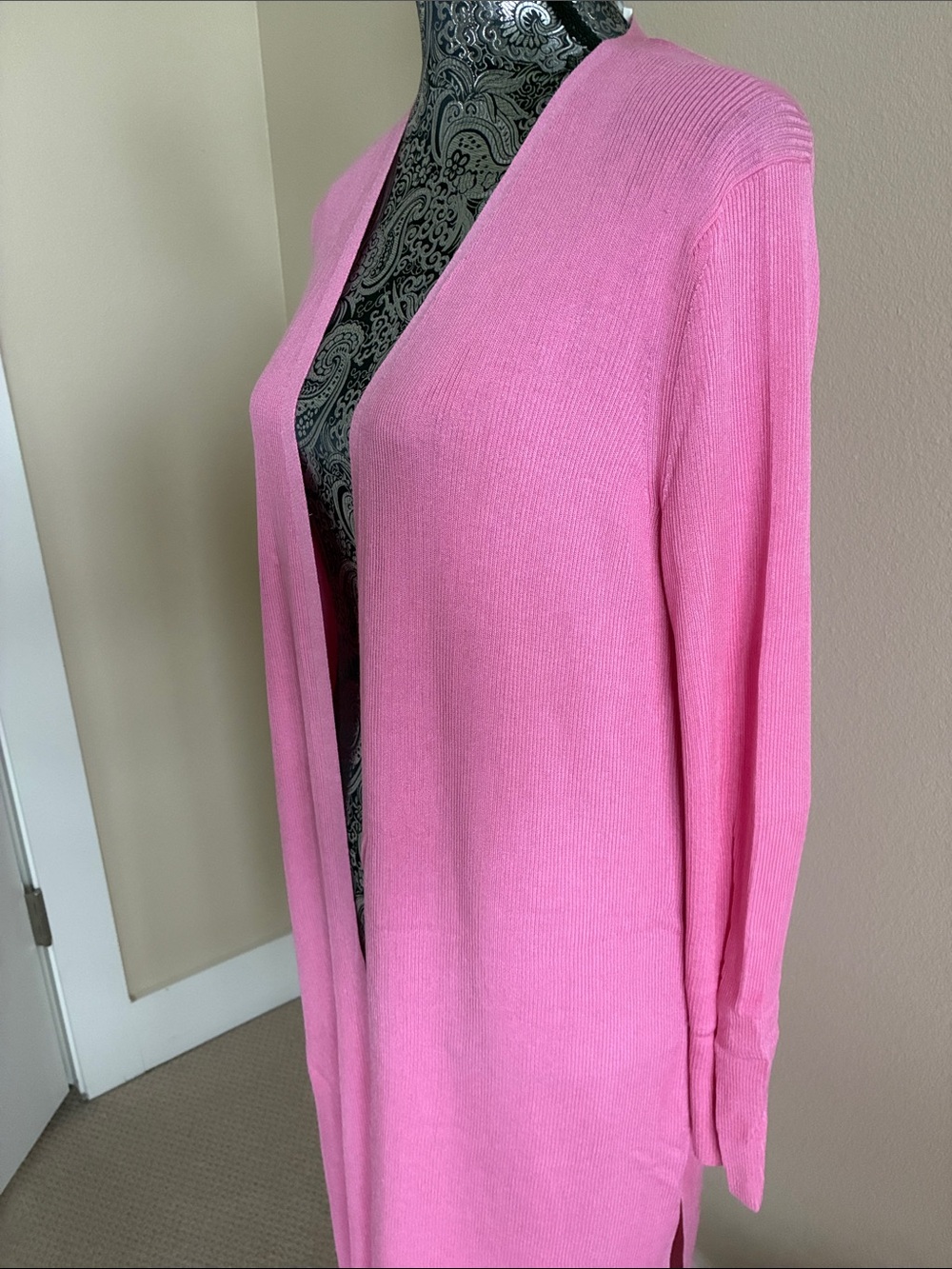 NWOT! Lafayette 148 New York Pink Open-Front Long Silk Cardigan Size Medium - Picture 5 of 7